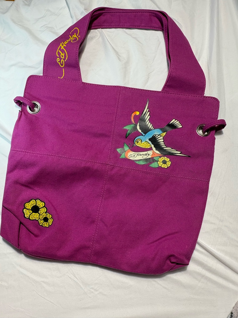 Ed Hardy birds and flowers tote bag pink y2K rare